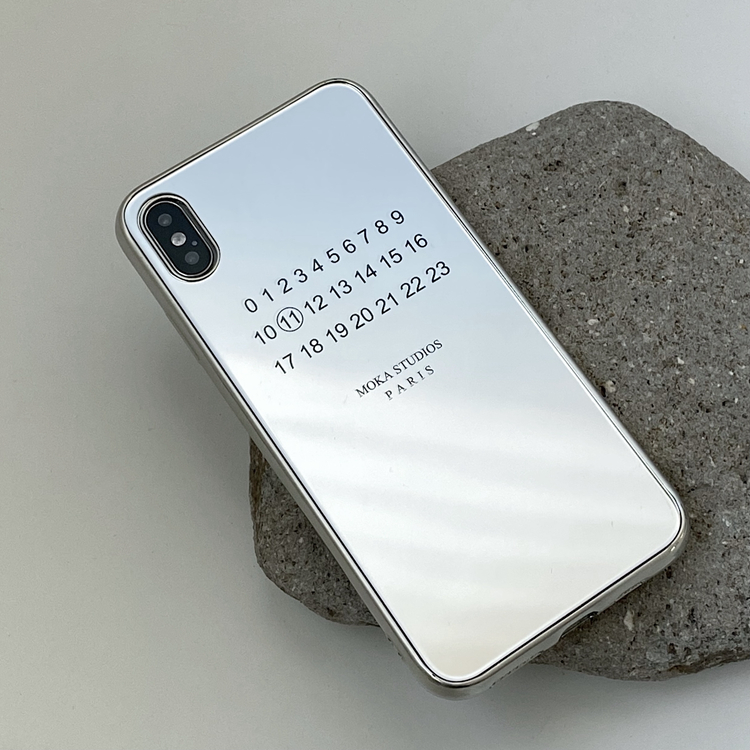 MOKASTUDIOS创意设计银色激光数字镜面手机壳14promax全包软壳边13pro保护壳可当镜子12简约个性小众未来感