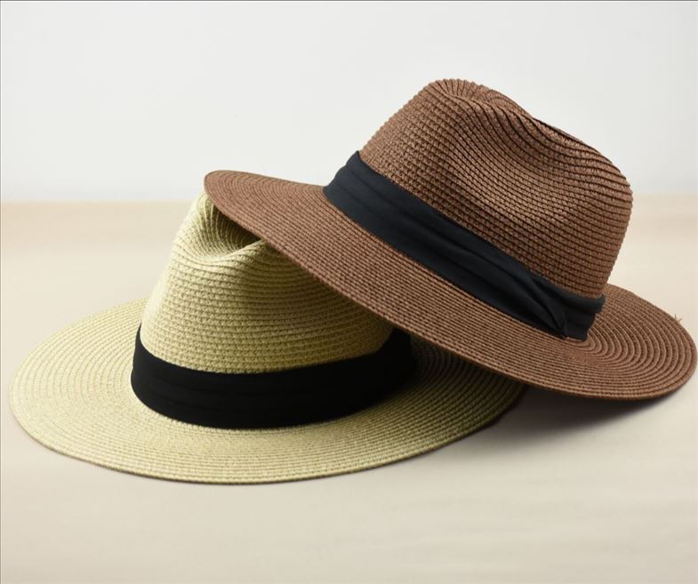 青中年出游休闲草帽英伦范巴拿马帽子超大头围遮阳海边沙滩太阳帽