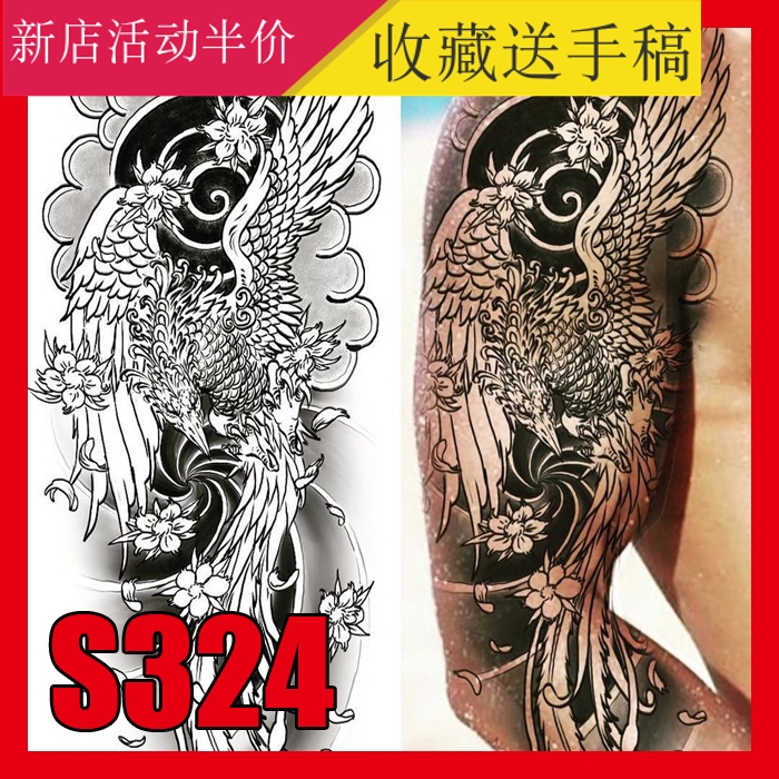 纹身手稿新传统日式大圣般若天龙雷神武士招财猫线稿花臂满背图片