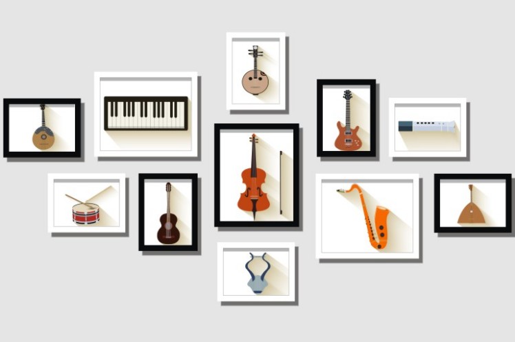 钢琴乐器组合画琴房装饰画儿童房照片墙音乐吉他幼儿园挂画墙壁画