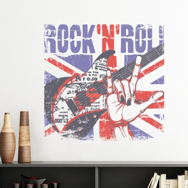 摇滚吉他英国国家国旗图案墙贴壁纸房间贴花