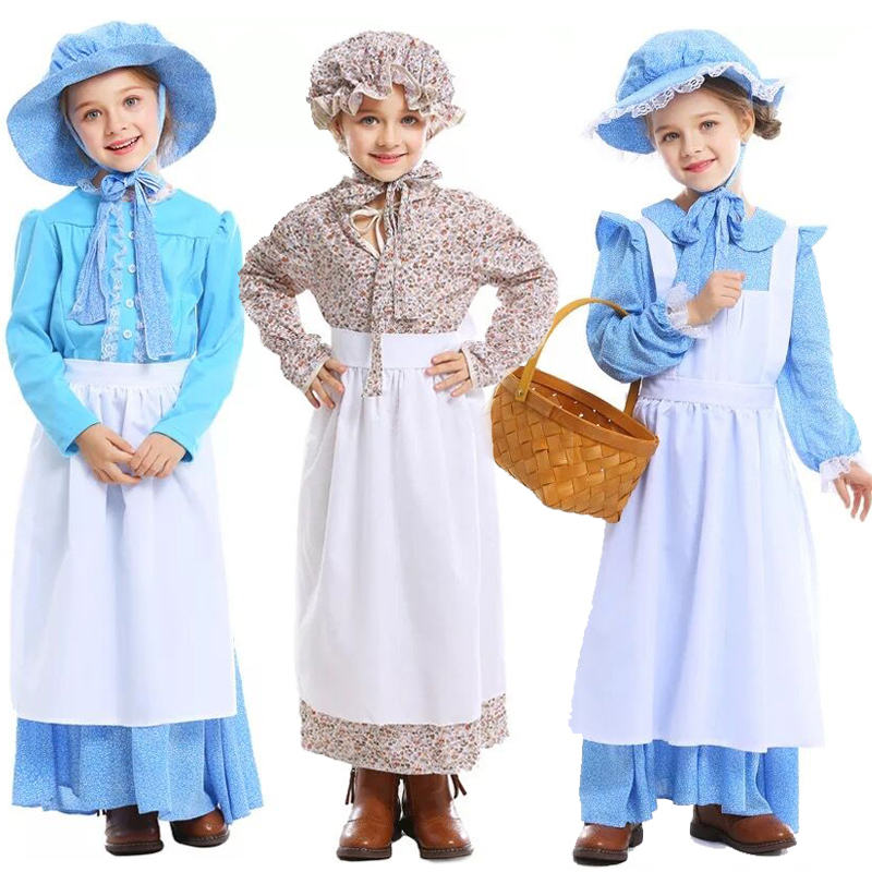 2019年新款北欧民族服装 英国先锋女孩连衣裙 殖民时期开拓者服装