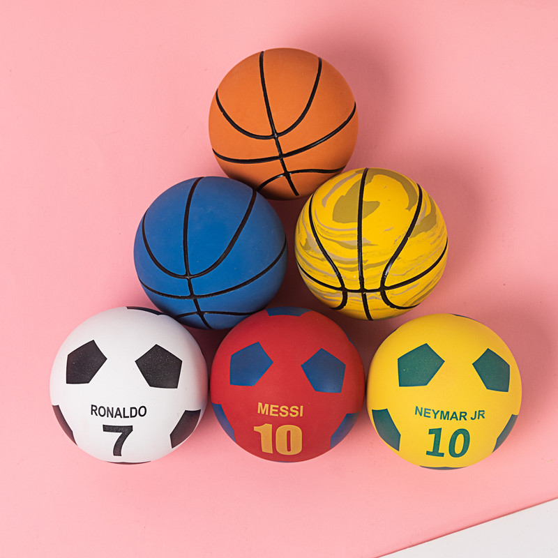 6cm迷你彩色篮球足球蛋糕装饰摆件儿童玩具模型橡胶弹力球空心球