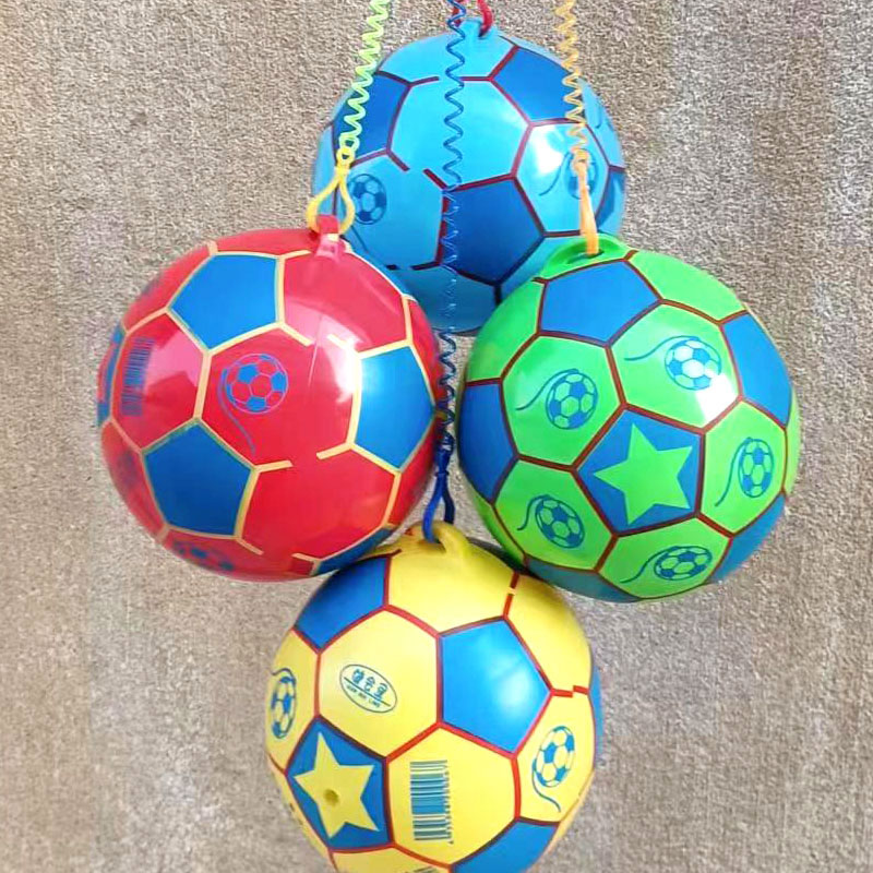 儿童彩色链子足球绿色西瓜球幼儿园弹力球拍拍球宝宝户外充气玩具