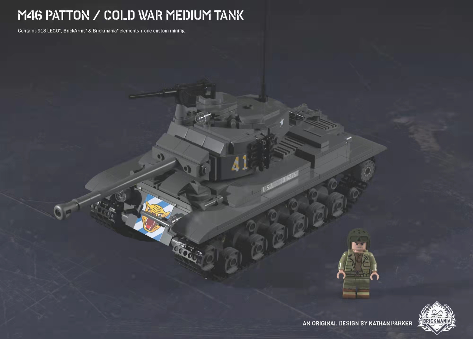 BRICKMANIA M46巴顿冷战中坦克第三方益智拼装积木模型玩具礼物品