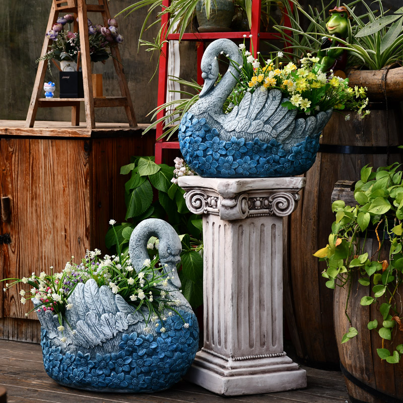 庭院装饰天鹅动物花盆户外多肉绿植创意个性大号植物盆栽盆器阳台