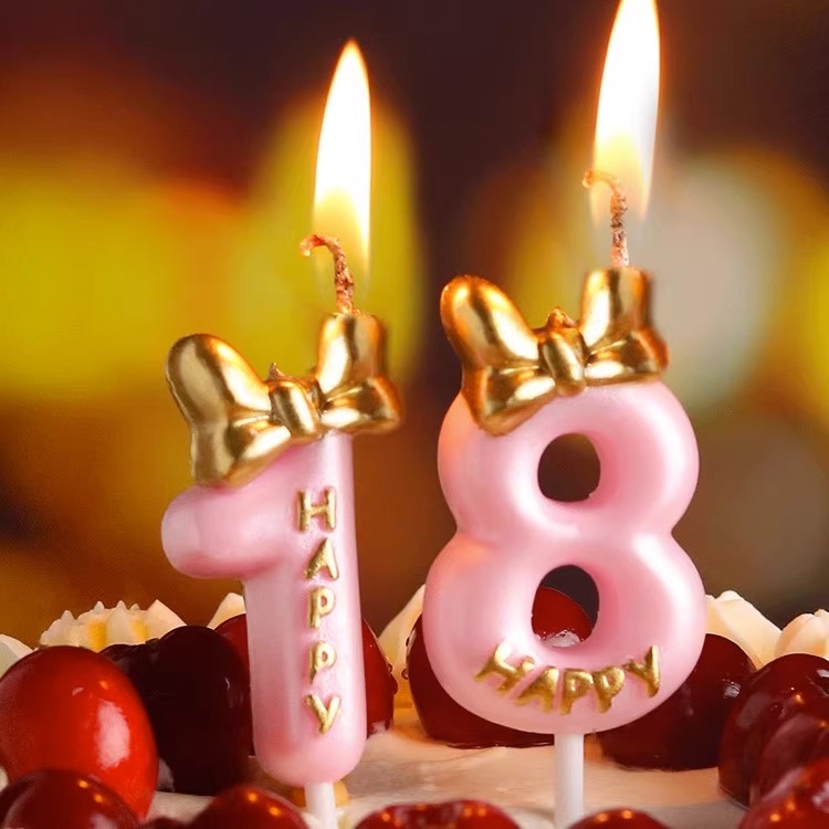 包邮生日蛋糕用粉色数字蜡烛2创意儿童18周岁男女孩装饰场景布置