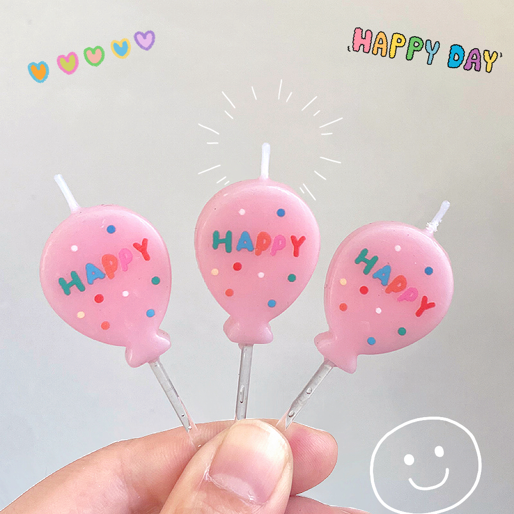 粉色气球英文happy生日蜡烛 儿童蛋糕派对英文字母气球生日蜡烛