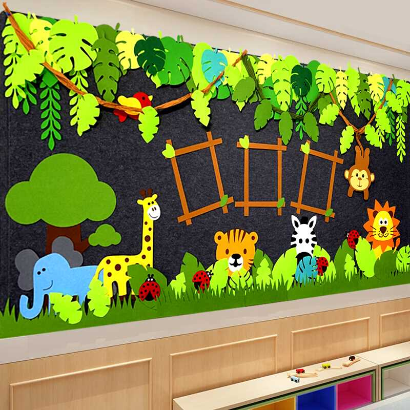 幼儿园春天森林动物主题墙面装饰环创黑板报班级教室走廊墙贴布置