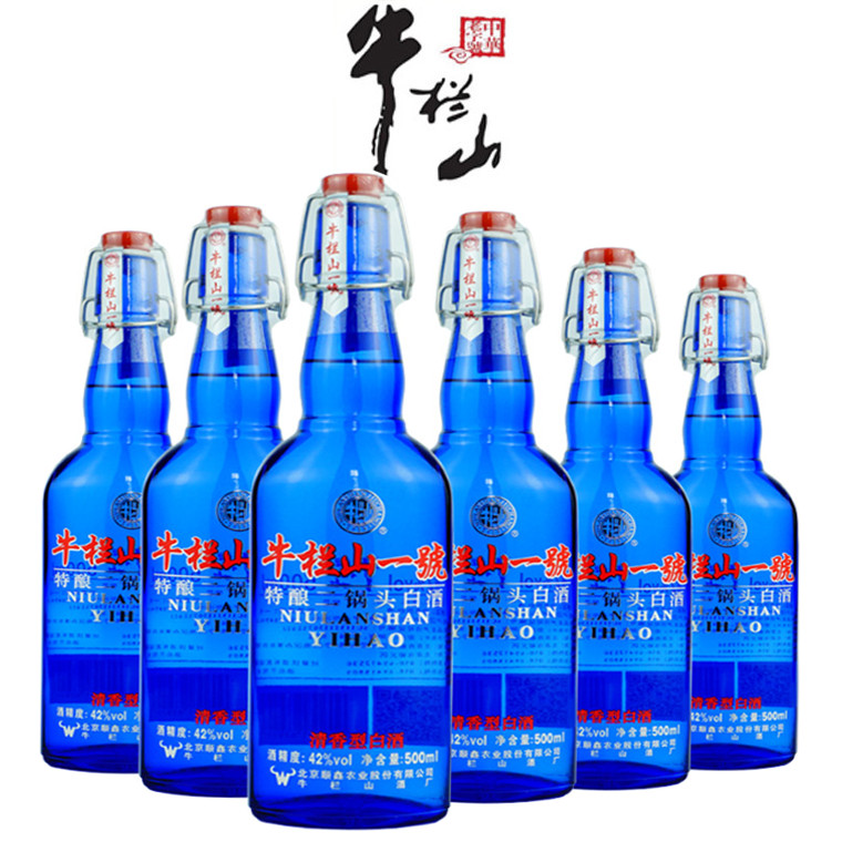 牛栏山二锅头一号特酿42度蓝瓶500ml*6瓶打包装 清香型纯粮白酒