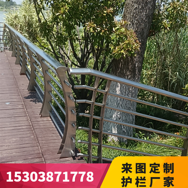 304纯不锈钢河道护栏桥梁景观201复合管灯光水边道路隔离防护栏杆