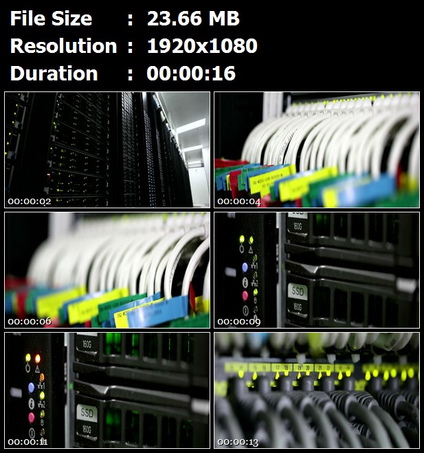 机房数据库服务器网络信号灯闪烁网线高清实拍视频素材
