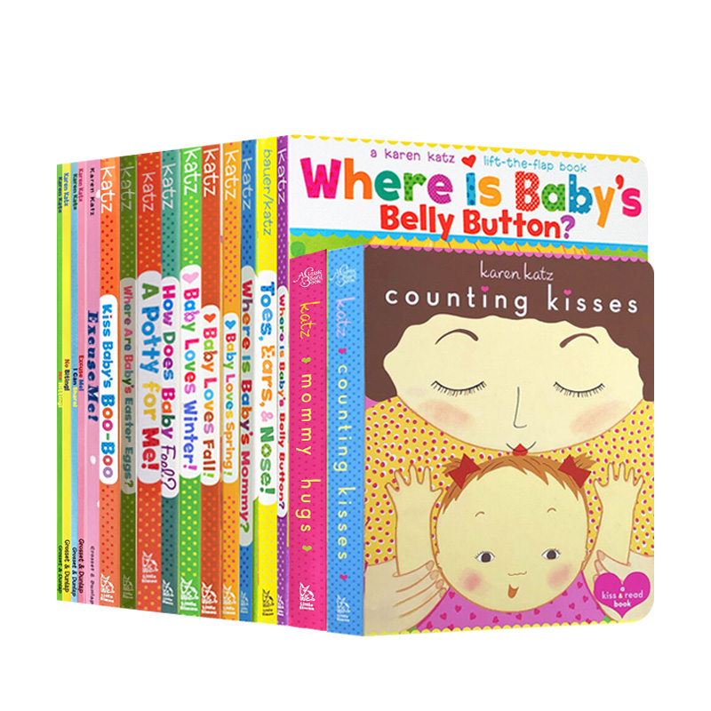 155元8件英文原版Karen katz卡伦卡茨系列绘本 亲子共读幼儿启蒙早教纸板翻翻书Where Is Baby's Belly Button宝宝的肚脐眼在哪里