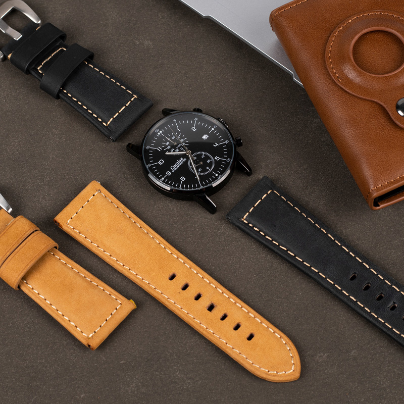 男手表真皮手表表带20.22.24mm休闲经典皮革手工柔软手表表带