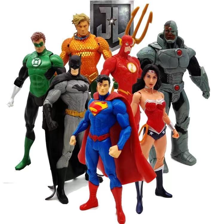 DC蝙蝠侠超人海王绿灯侠闪电侠神奇女侠正义联盟可动模型7款手办