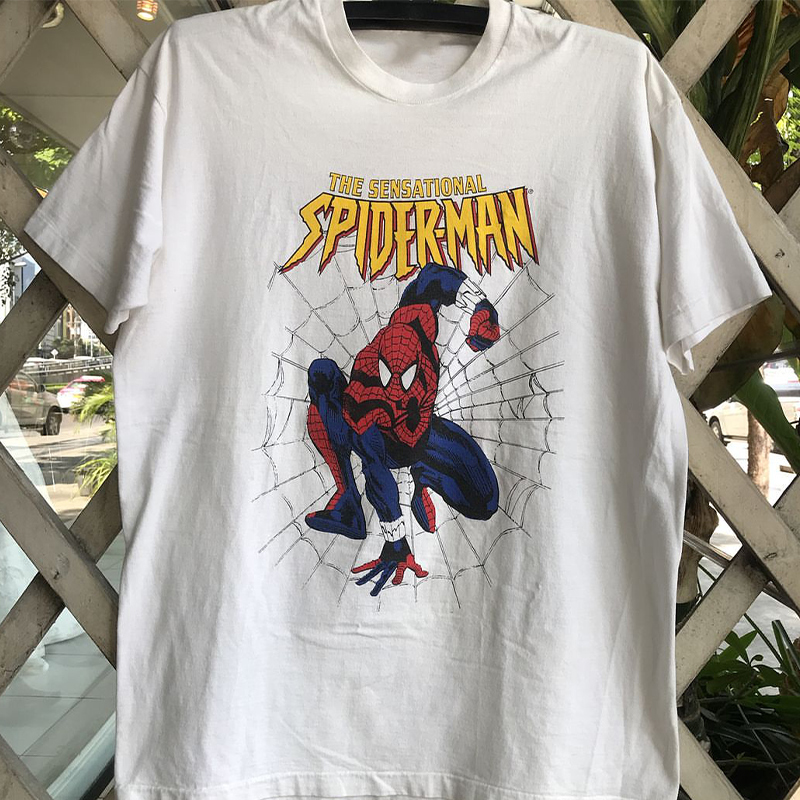Spider-Man蜘蛛侠卡通动漫超级英雄短袖oldschool男女街头嘻哈T恤