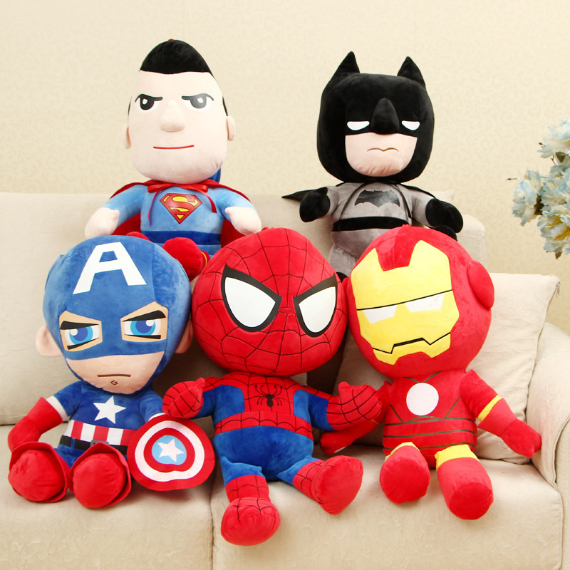 英雄人物毛绒玩具超人美国队长钢铁蝙蝠蜘蛛侠联盟公仔动漫玩偶