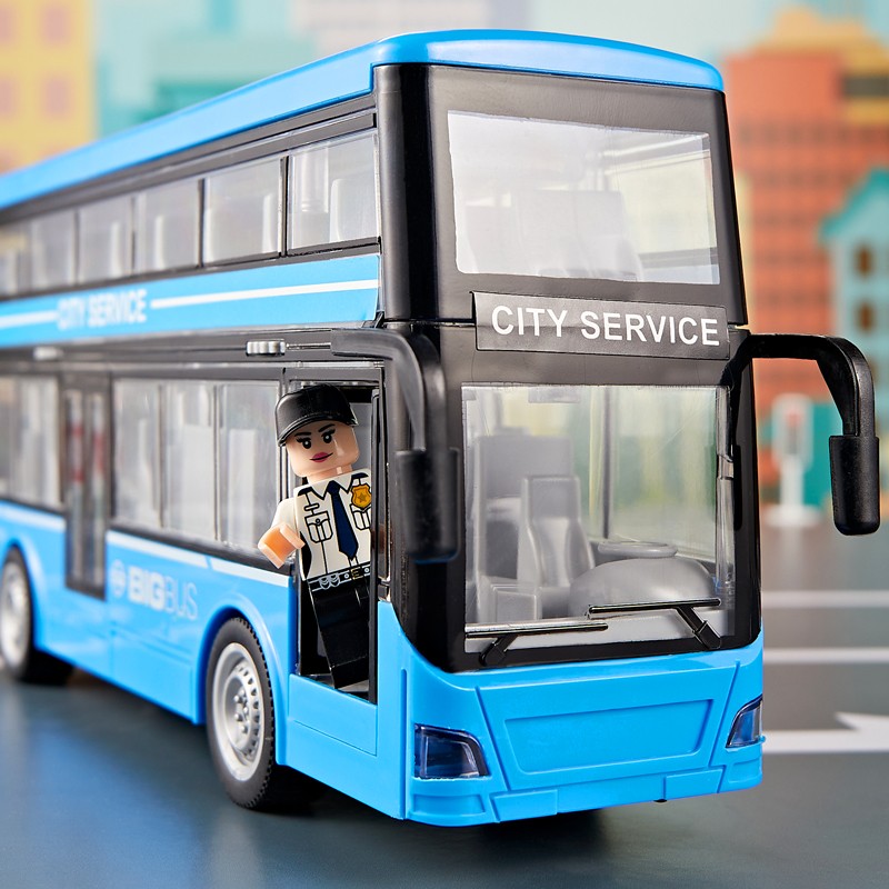 儿童玩具公交车大巴车大号开门双层公共汽车仿真模型宝宝巴士男孩