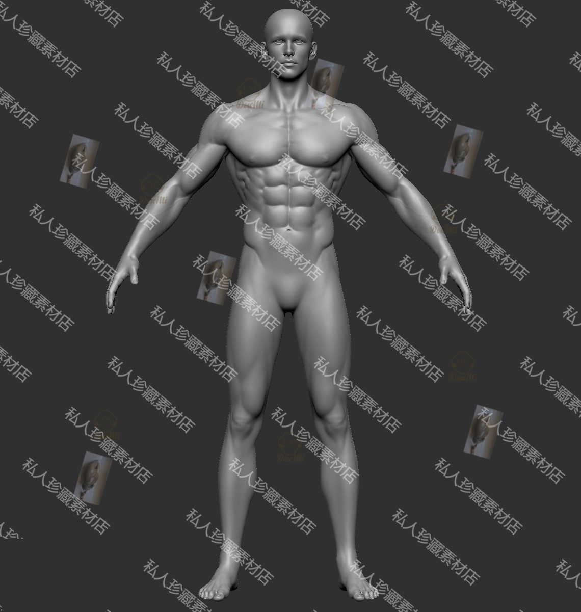 zbrush男性角色带细分基础3d模型高模全身素模游戏CG模型stl obj
