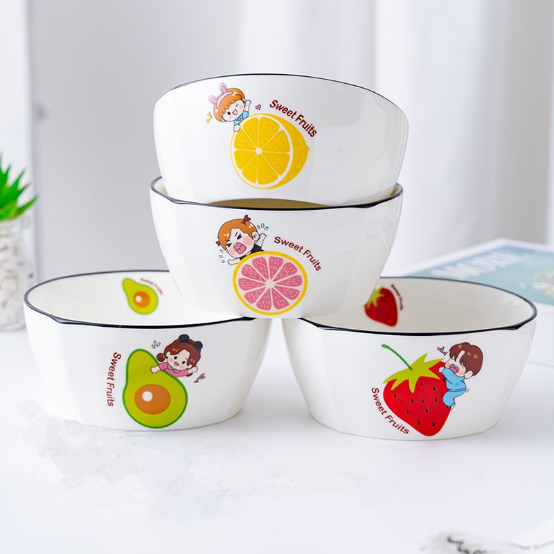 5.5英寸面条碗陶瓷家用可爱ins水果沙拉碗食堂米饭碗方形泡面餐具