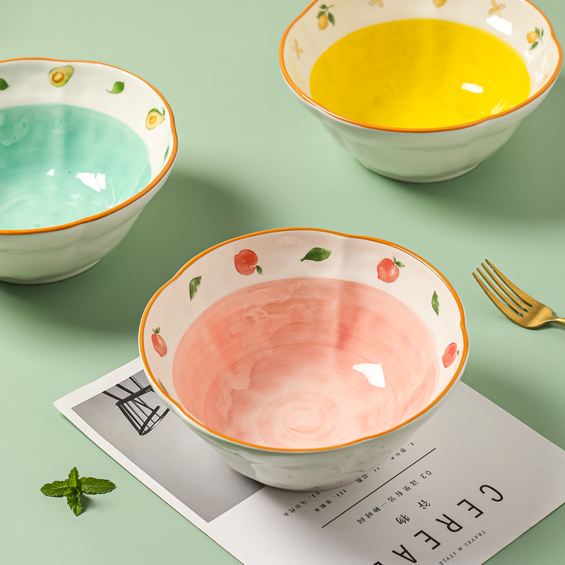 川岛屋拉面碗家用可爱好看的泡面碗陶瓷高颜值汤碗大碗斗笠面条碗