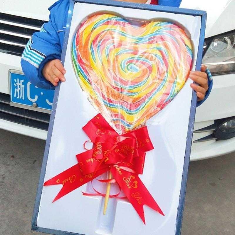 棒棒糖超大糖果心形彩虹风车大号波板糖巨型七彩花束儿童礼物礼盒