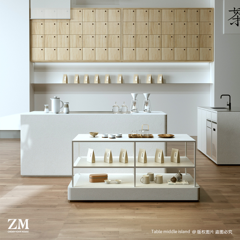 中岛展示柜水台茶室礼品展示柜极简风陶瓷摆件商品陈列柜置物架