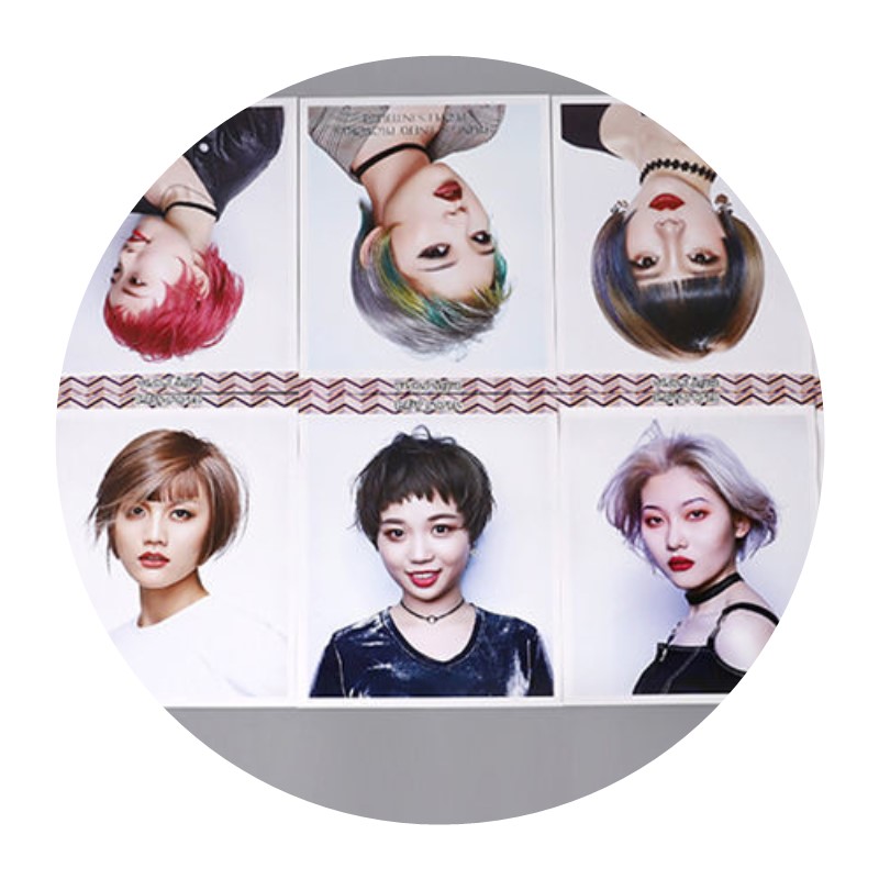 厂家韩式纹理发型j图片2020新款美发挂画发廊吊旗发型串画拉画理