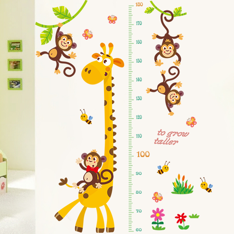 创意儿童房间测量身高尺墙贴卡通长颈鹿墙壁装饰可爱贴纸贴画