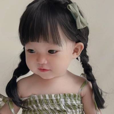 小女孩辫子发型假发女中长发宝宝双麻花辫婴儿空气刘海双马尾造型