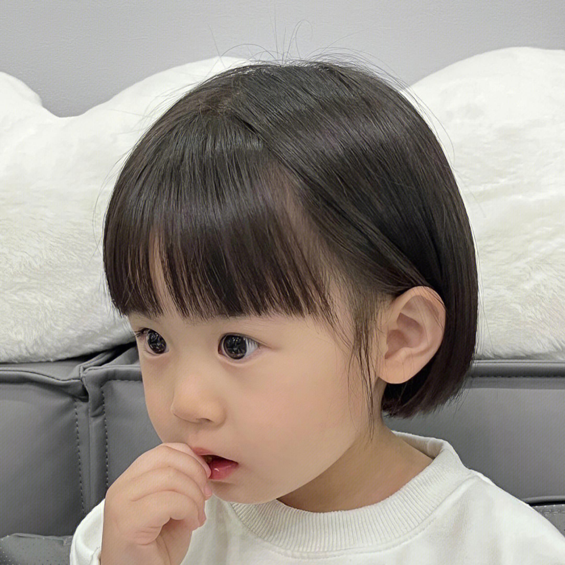 婴儿发型儿童假发日常短发自然宝宝拍照摄影短直发空气刘海波波头