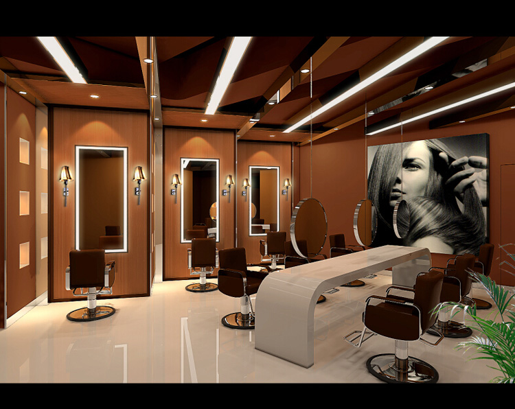 室内设计工装装修图某理发店美发店CAD施工图纸+效果图参考用现代