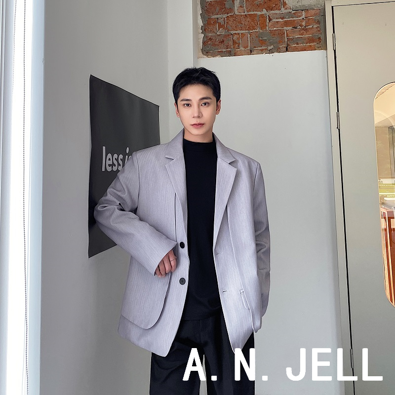 韩国版男装东大门23秋学生明星发型师假两件双层设计休闲西装外套
