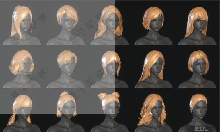 头发 脏辫 短发 丸子头 女性 黑长直 3D发型合集 日韩风格