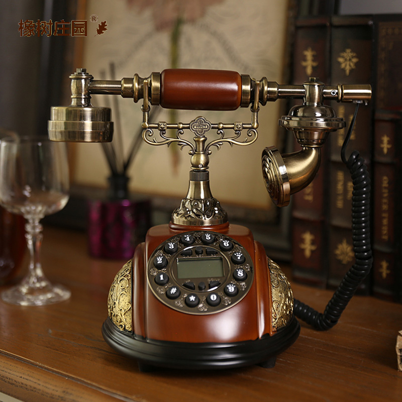 美式复古电话机摆件高档家居饰品欧式家用创意客厅古董摆设工艺品
