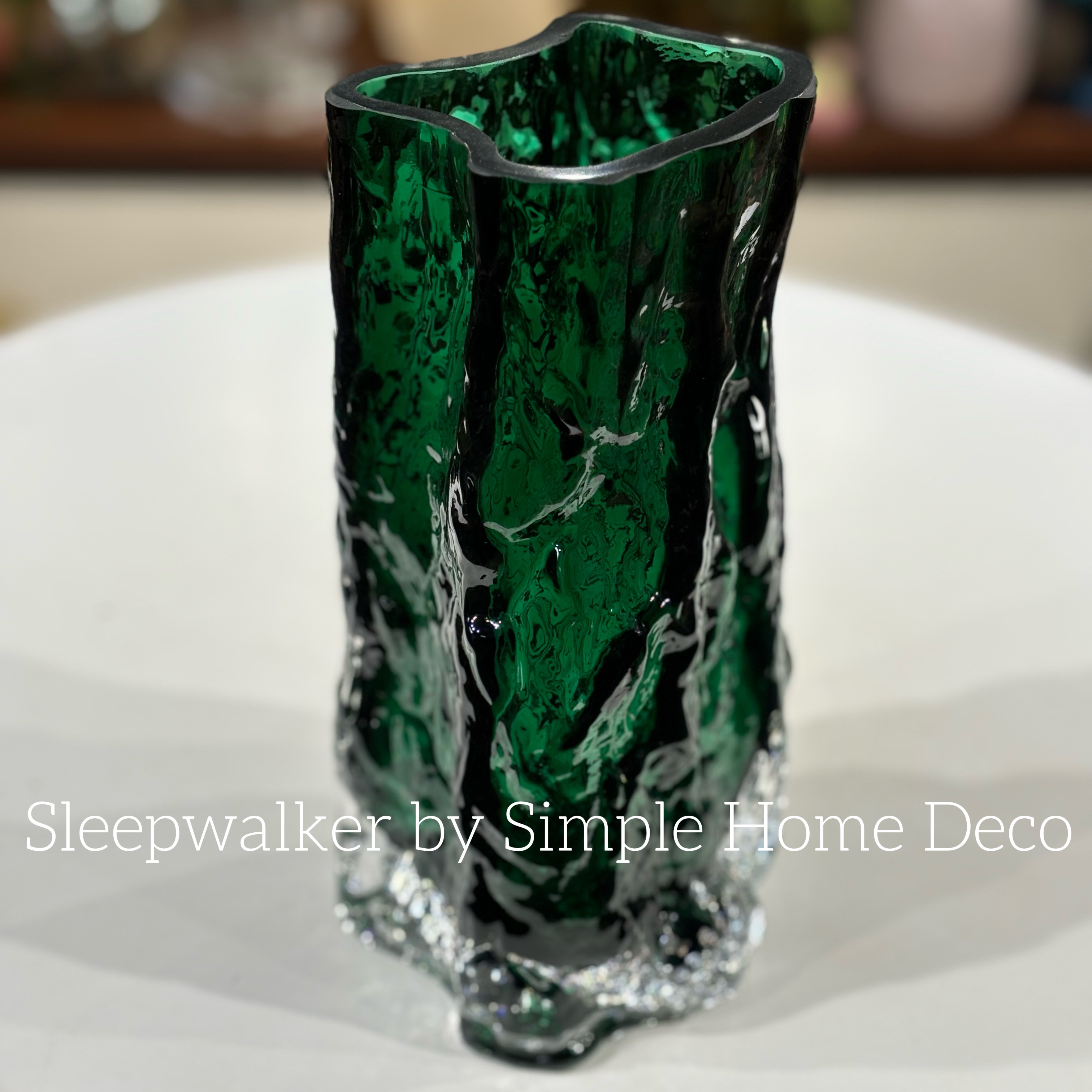 原色高品质古董墨绿色厚重玻璃花瓶新中式样板间民宿花瓶花器摆件