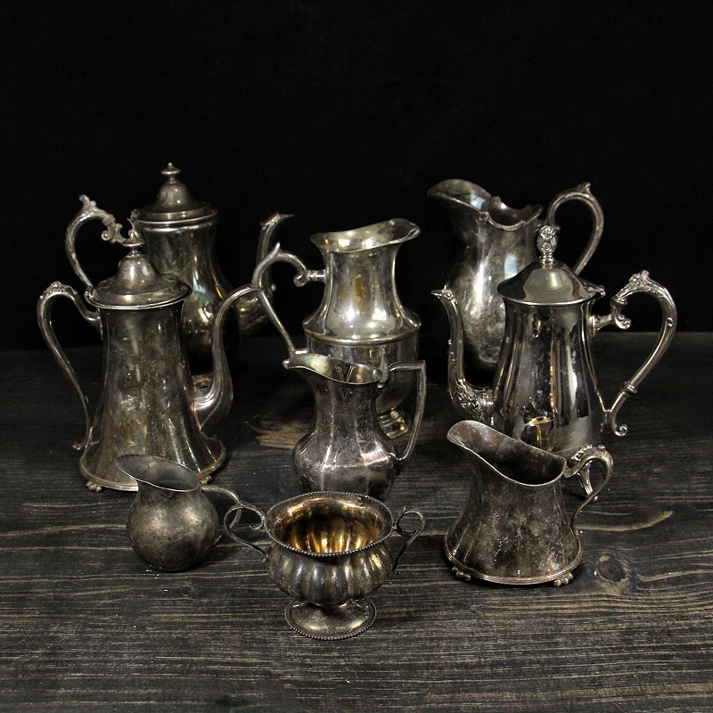 vintage古董镀银黄铜调料杯欧式花瓶水壶家居法式样板间酒杯拍摄