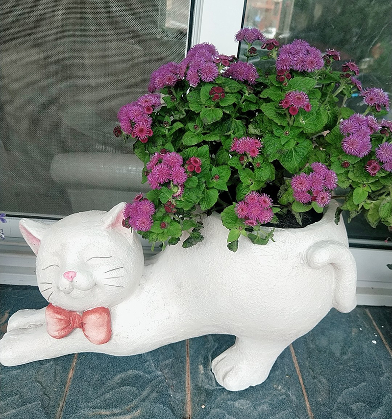 户外花园做旧可爱猫咪花盆摆件庭院阳台花店园艺装饰小猫花盆花缸
