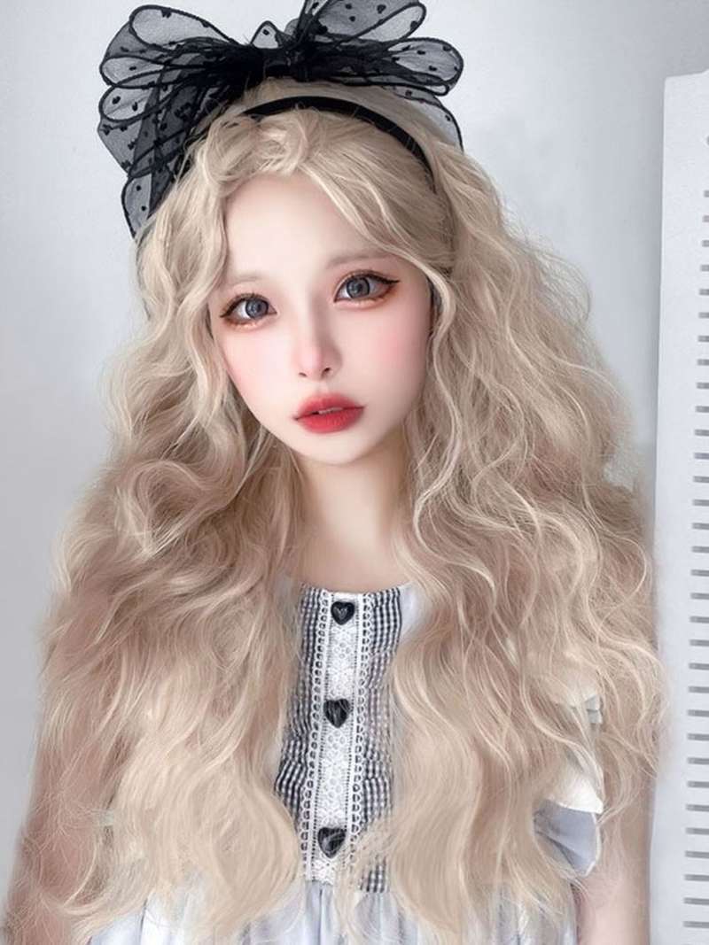金色lolita假发2021年时尚新款女中长发流行仿真高端羊毛卷全头套