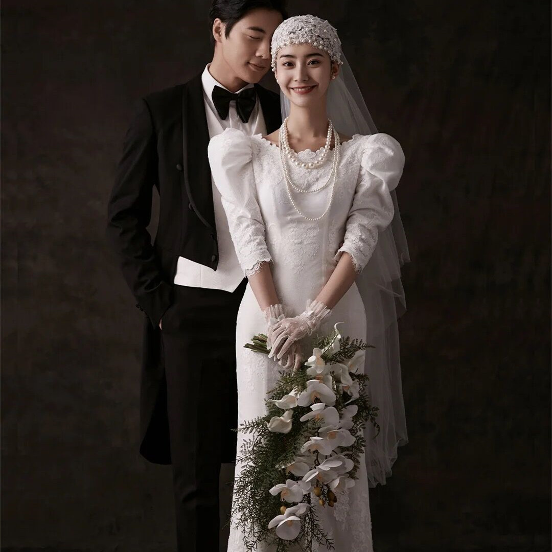 【复古民国风】新娘头纱白色帽纱结婚照旅拍写真配饰影楼造型头饰