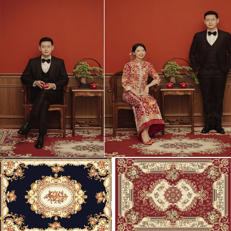 民国风婚纱照道具复古拍摄结婚拍照地毯主题地垫中式秀禾摄影背景