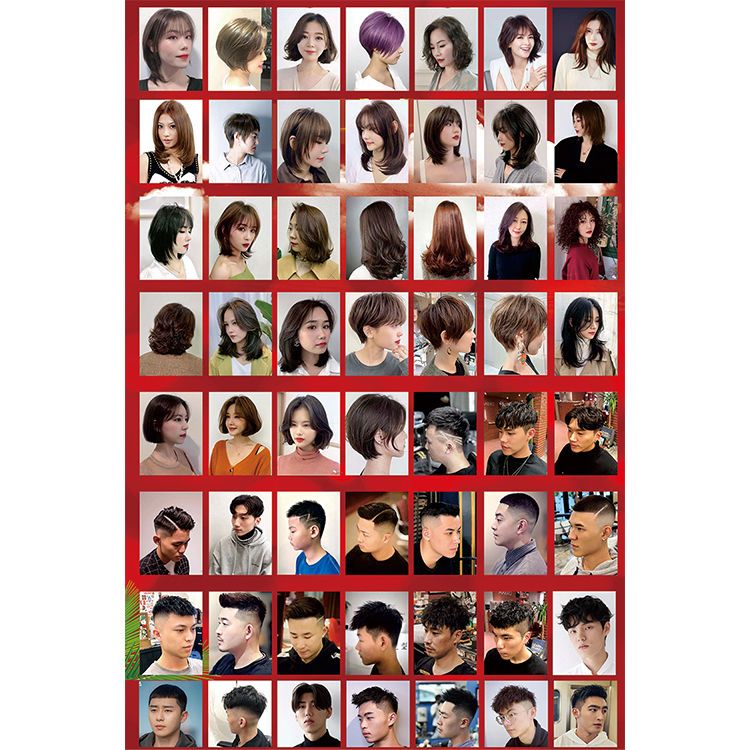 理发店挂图美发海报写真组合发型图片2020新款美发造型图贴画19