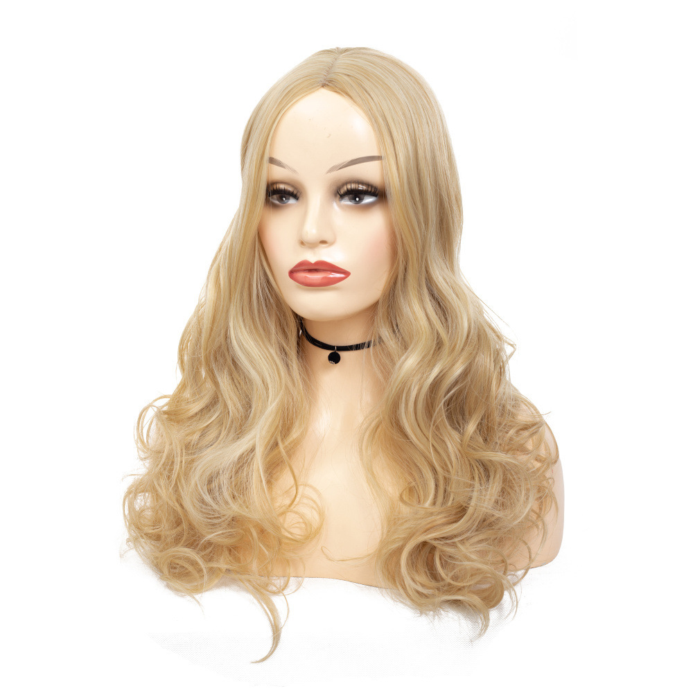 假发女欧洲流行自然发型 女士中分长卷发波浪卷金黄色假发头套