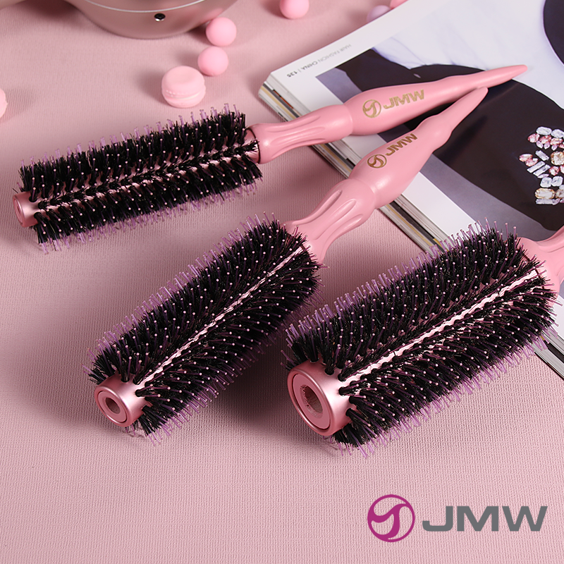 韩国进口JMW新款美发护发猪鬃滚梳粉色卷发造型沙龙理发店专用