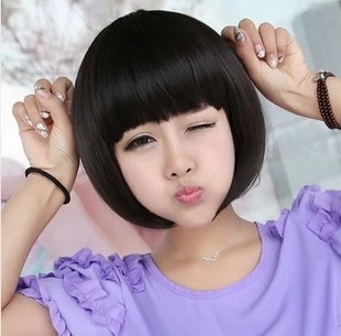 可爱蘑菇头假发短发女生bobo波波头女齐刘海蓬松时尚修脸哑光发