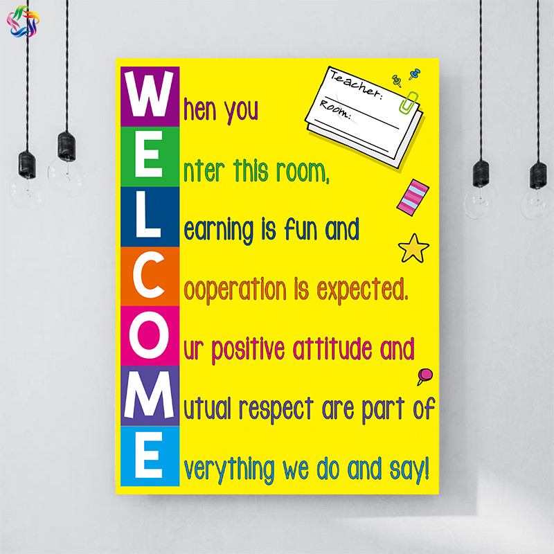 国际学校英语教室环创布置装饰海报双语幼儿园welcome欢迎主题墙