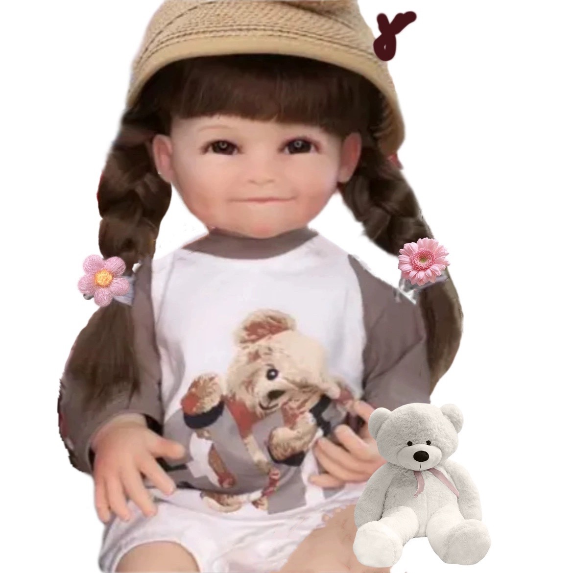 重生娃娃搪胶仿真公主生日礼物陪伴男女儿童玩偶头发55厘米以上