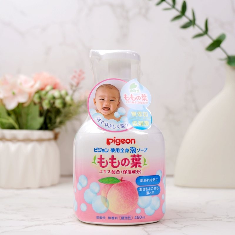 日本贝亲婴儿洗护儿童桃叶宝宝桃子水沐浴露洗发专用二合一现货