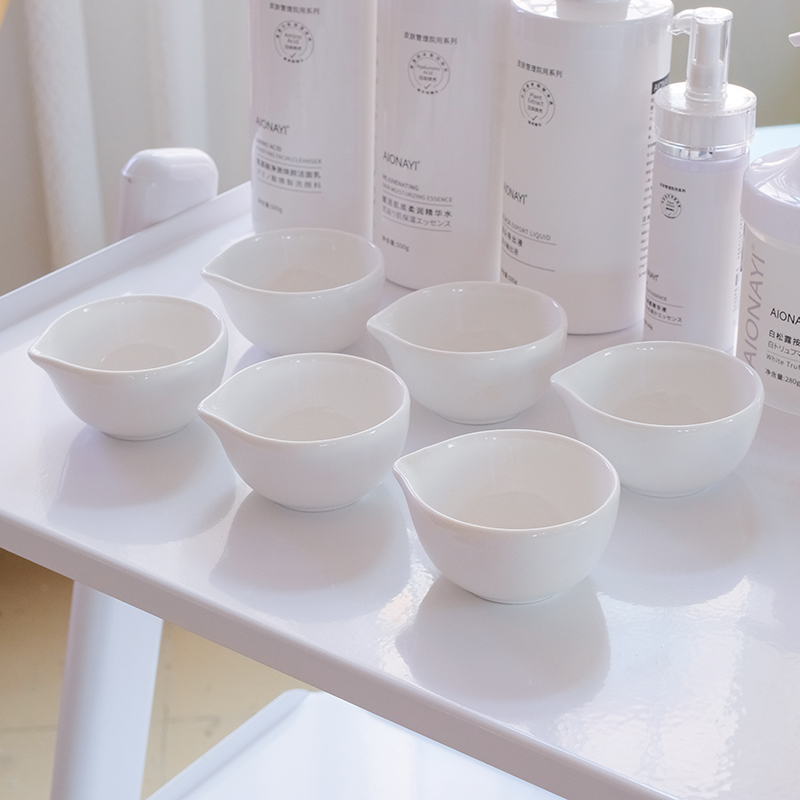 美容院皮肤管理专用调配水疗面膜碗陶瓷白色尖嘴小碗脸部湿敷工具