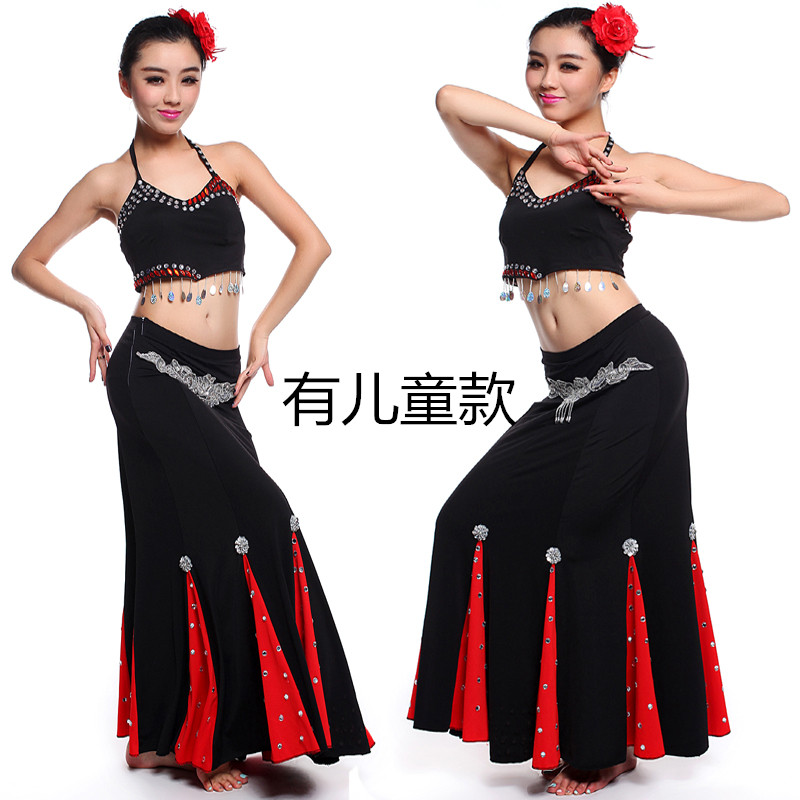 新款傣族舞民族舞蹈服 女儿花花腰姑娘表演服服孔雀舞儿童